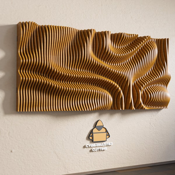 Parametrisch Golvende Houten Wall Art type 01 | CNC digitale bestanden voor het snijden