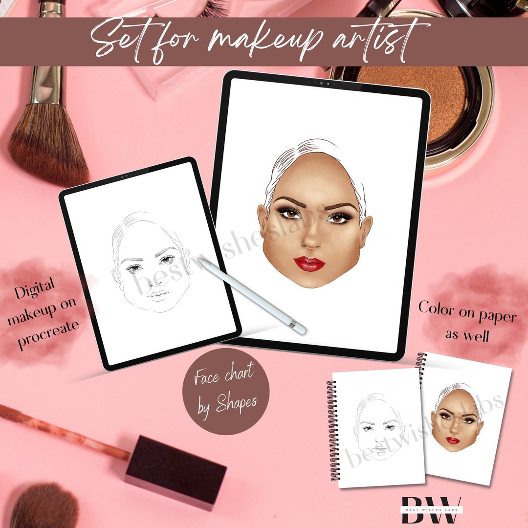 Blank Face Makeup Chart for Beginners, Digital Face Shape Chart