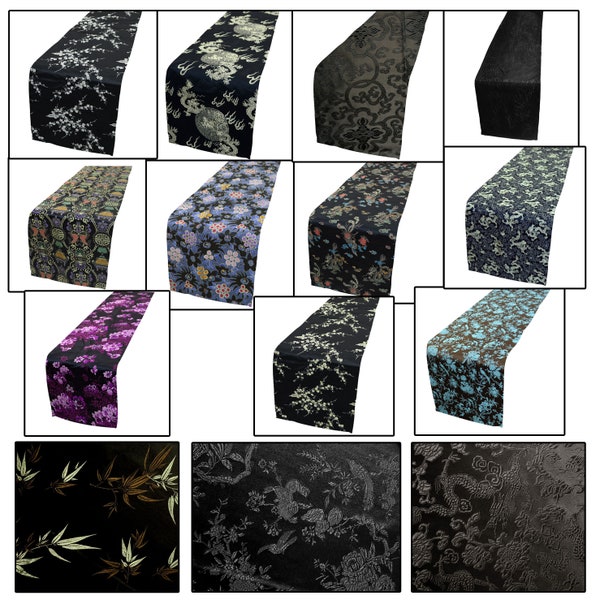 Table Bed Runner Mats/Fabric Material Supply (Black ) Faux Silk Brocade Damask Kimono Chinese Dress Tie Vest Wedding Gift Bag Corset