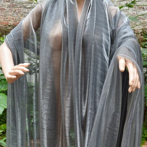 Silver Gray Metallic Iridescent Refective Shiny Stretch Elastic Mesh Net Fabric Valance Curtain Drapping Dancing Dresss Decorative#M19