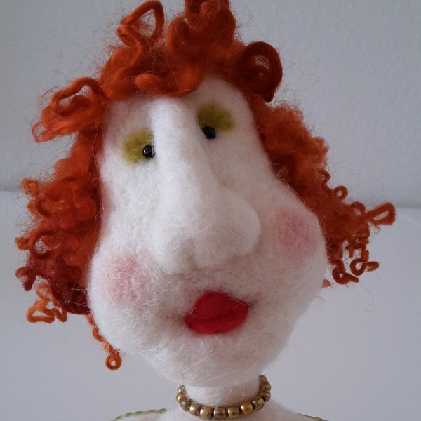 Charakterkopf mit der Nadel gefilzt, Dekobüste, Gefilzte Damenbüste, Dekokopf, Unikat, Needlefelted doll, Soft sculpture, Artdoll, unique