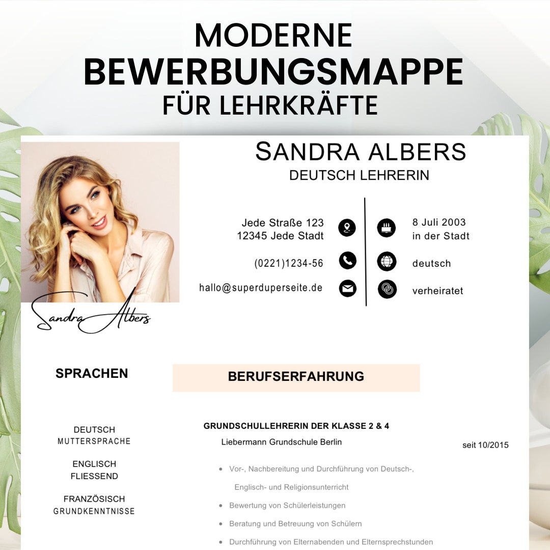 Modern & Professional Application Templates for Teachers, Including CV ...