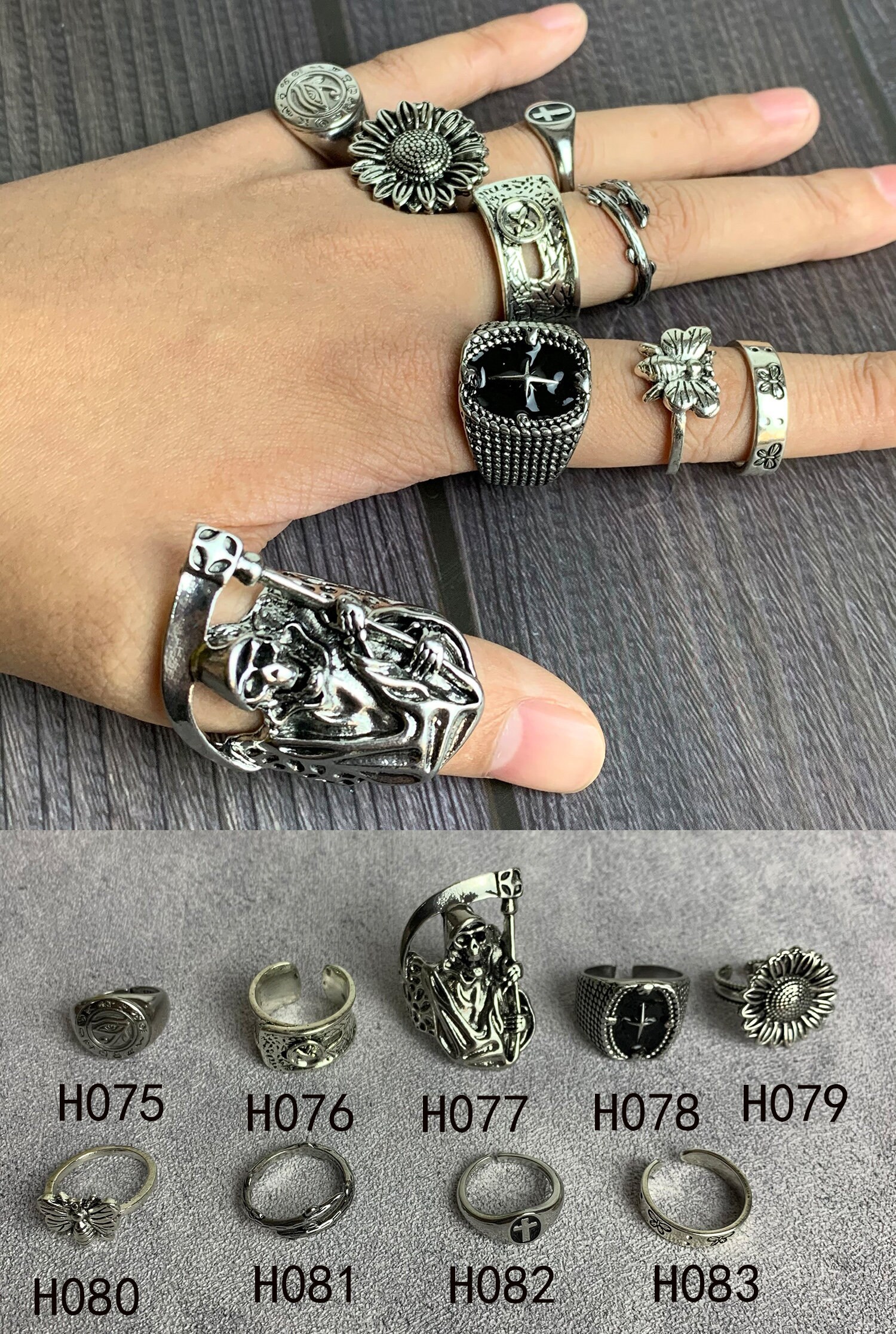 Men Punk Ring Adjustable Chunky Ring Gothic Rings Boho Etsy UK