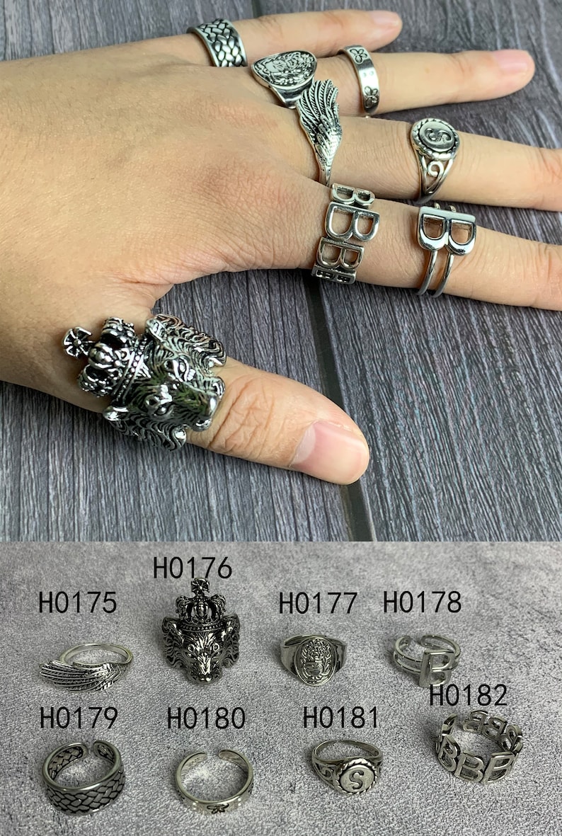 Vintage Chunky Ring, Adjustable Punk Ring, Gothic Rings, Boho Ring, Statement Ring, Unisex Punk Jewelry, Gift For Her zdjęcie 6