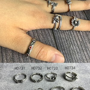 Gemstones Chunky Ring, Anime Adjustable Punk Ring, Silver Gothic Rings, Boho Ring, Statement Ring, Unisex Punk Jewelry, Gift For Husband Bild 10
