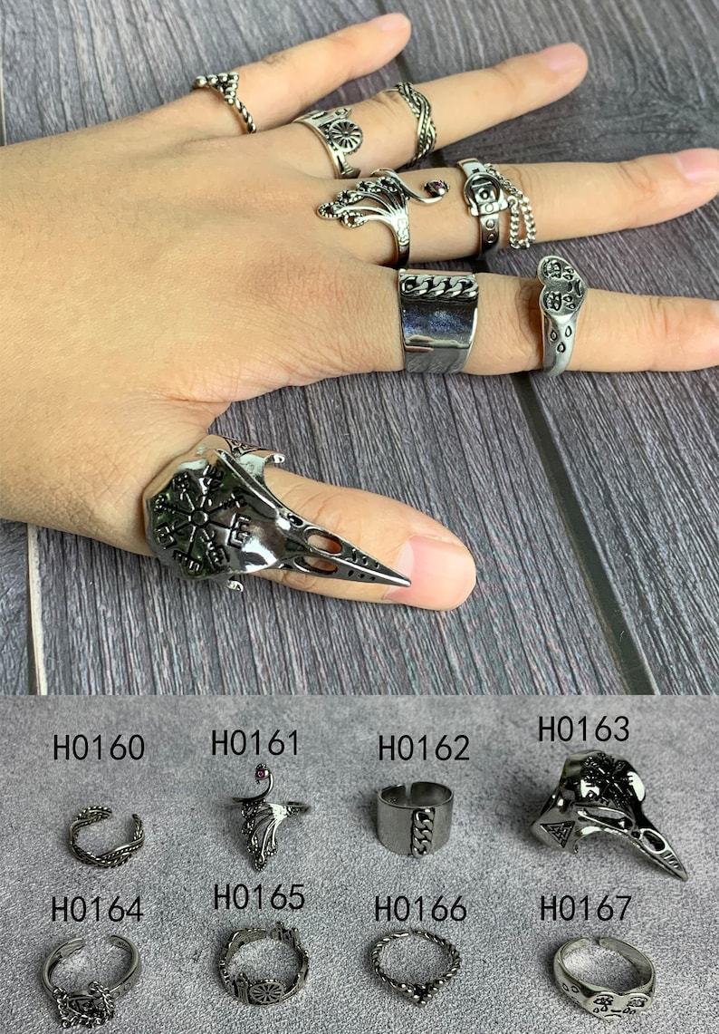 Vintage Chunky Ring Adjustable Punk Ring Gothic Rings Boho Etsy UK