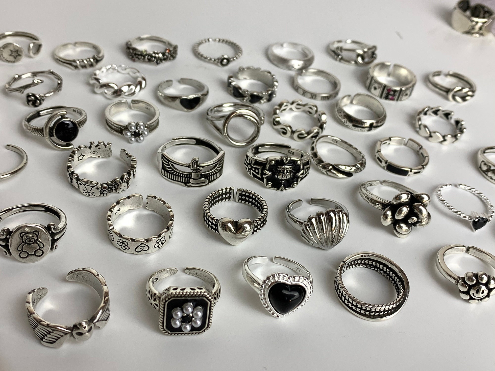  Y2k Accessories for Women,16Pack Silver Metal Ring Set