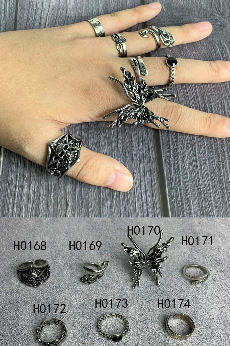 Vintage Chunky Ring, Adjustable Punk Ring, Gothic Rings, Boho Ring, Statement Ring, Unisex Punk Jewelry, Gift For Her zdjęcie 5