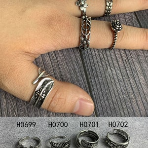 Anillo grueso de piedras preciosas, anillo punk ajustable anime, anillos góticos de plata, anillo boho, anillo de declaración, joyería punk unisex, regalo para el marido imagen 6