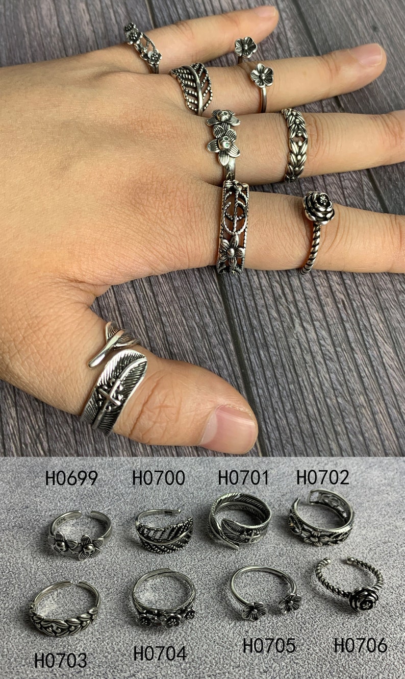 Bague chunky de pierres précieuses, bague punk réglable anime, bagues gothiques en argent, bague Boho, bague de déclaration, bijoux punk unisexes, cadeau pour mari image 6