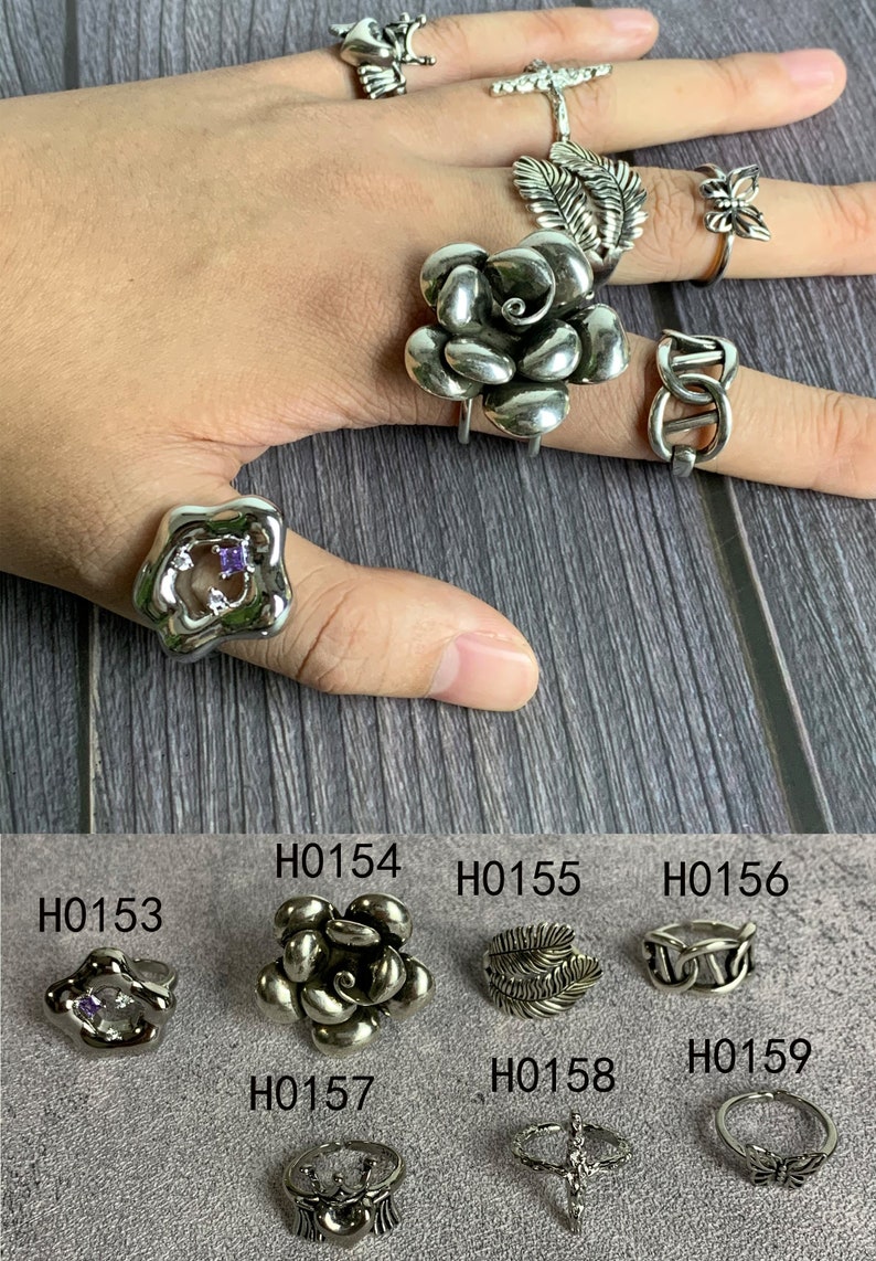 Vintage Chunky Ring, Adjustable Punk Ring, Gothic Rings, Boho Ring, Statement Ring, Unisex Punk Jewelry, Gift For Her zdjęcie 3