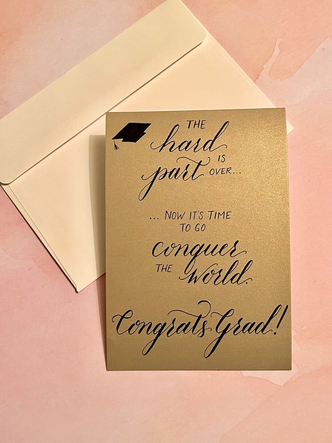 Hand Lettered Graduation Card Handwritten Graduation Card With Gift Card Holder - Etsy