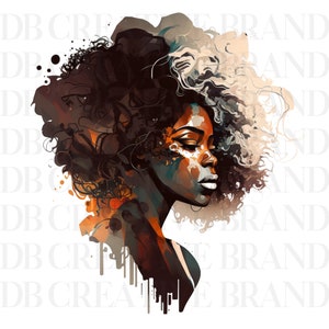 Neutral Abstract Woman PNG Sublimation  | Black Woman watercolor Png | Afro Fashion Woman Png | Afro Woman Png | Digital Download