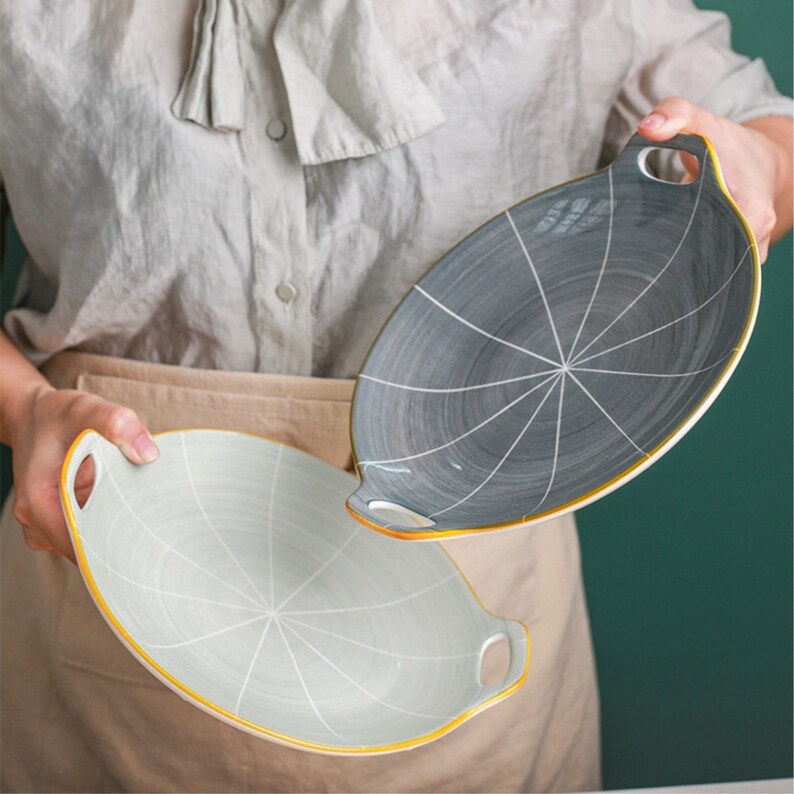 Serving Platter With Handles Ceramic Platter Serving Platter Etsy