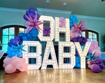 OH BABY Marquee Letters Bundle | Bold 4ft Light Up Letters| Oh Baby Letters| Baby Shower Gender Reveal | Event Rental