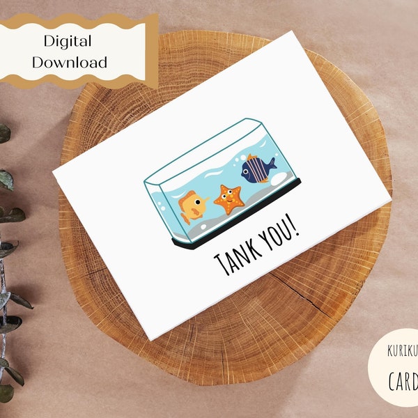 Tank You Card, Digital Downloadable Thank You Card, Printable Thank You Card, Cute Thank You Card Printable, instant download card 5x7