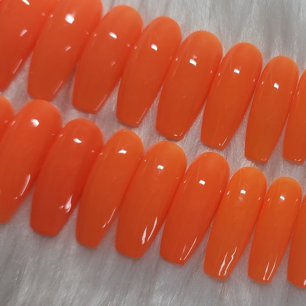Neon Orange Press On Nails | Length Options | Summer Neon Nails | Matte or Glossy Finish