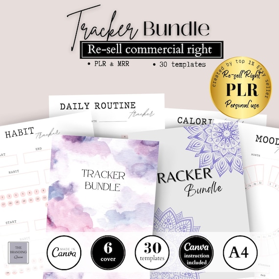 EDITABLE PLR Tracker planner, Resell Canva tracker Template, MRR Commercial Use, resell productivity tracker, tracker finance reading bills