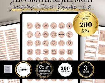 PLR MRR Digitale Aufkleber Für den täglichen Gebrauch Bearbeitbar Canva Vorlage Datum Symbol Monat Memo Form für Digital Planner GoodNotes Notabiltiy gebrauchsfertig