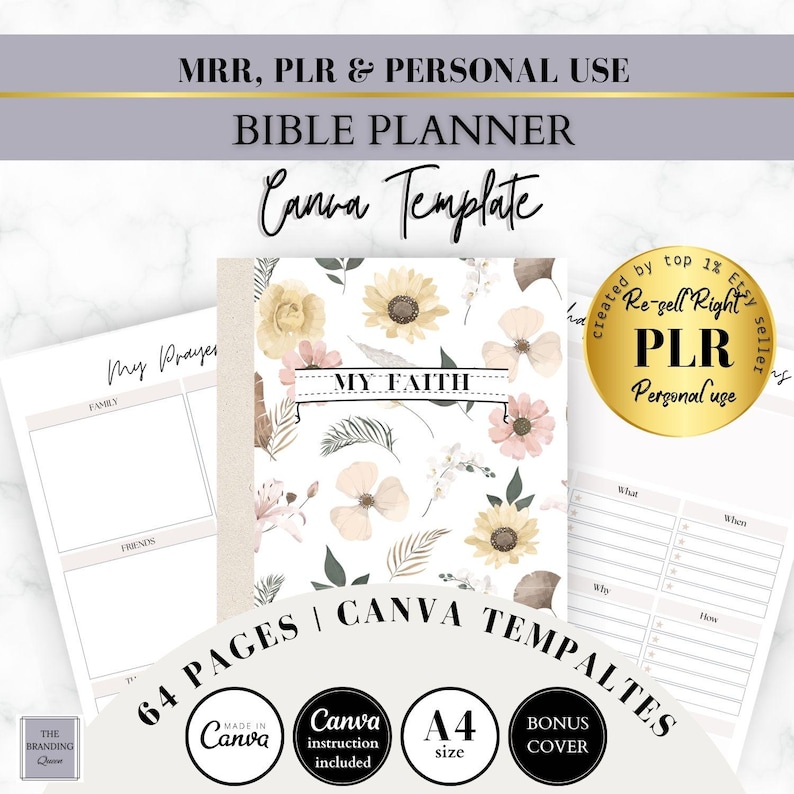 EDITABLE PLR Bible Journal, MRR Resell Canva Prayer Journal Rights ...