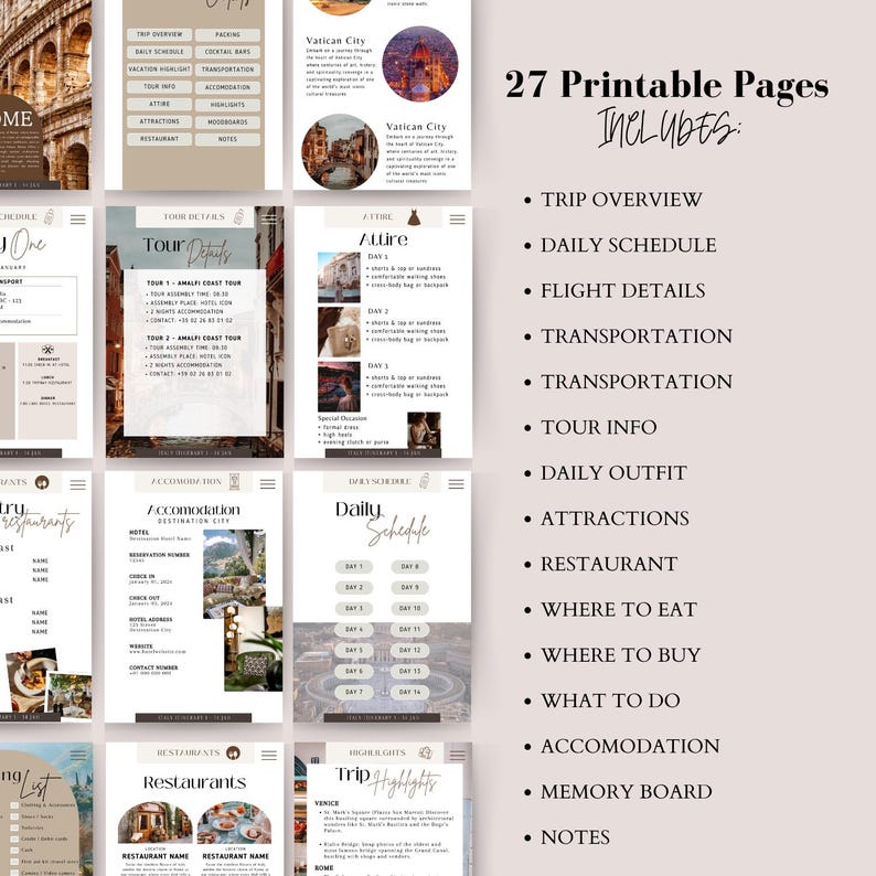 Commercial Resell Editable Travel Itinerary Template Canva PLR MRR Printable Travel Guide for Travel Agent Mobile Itinerary Vacation Plan