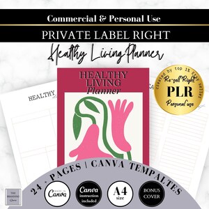 Gesunder Lebensstil Planer PLR Done for you Digital Produkt MRR Selbstfürsorge Vorlage Canva bearbeitbarer Vorlagentracker Undatierter Planer Selbstplan