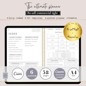 EDITABLE PLR digital planner, Resell Canva Digital Planner Template, PLR Commercial Use resell Digital planner, hyperlinked digital planner