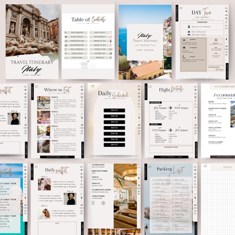 Commercial Resell Editable Travel Itinerary Template Canva PLR MRR Printable Travel Guide for Travel Agent Mobile Itinerary Vacation Plan