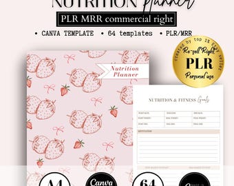 Nutrition Planner Bundle, Diet Planner, Habit Tracker, healthy Meal planner Printable, Food Planner, Canva Template, PLR MRR Weight Loss