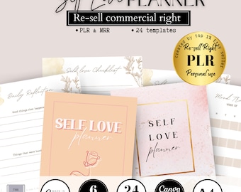EDITIERBARE PLR MRR Selbstliebe-Planer, Canva-Vorlage weiterverkaufen, mrr kommerzielle Nutzung, Selbstliebeplaner druckbar, Reflexions-Canva-Planer
