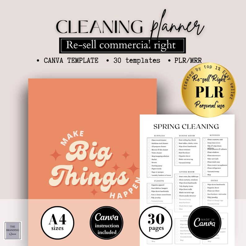EDITABLE PLR Cleaning Planner, Plr Decluttering Printable Planner, MRR ...