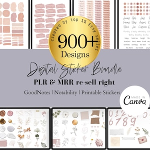 PLR MRR Digitale Aufkleber Bundle bearbeitbare Canva Vorlage, funktional, digital jeden Tag minimalistisch, ästhetisches Aufkleber Kit, für Sie gemacht