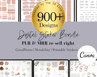 PLR MRR Digital Sticker Bundle Editable Canva Template, Functional, Everyday Digital Minimalistic, Aesthetic sticker kit, done for you