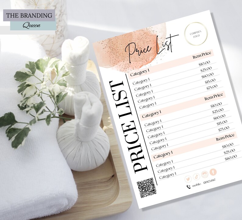 EDITABLE PRICE LIST Template, Printable Price List Template Canva ...