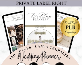 PLR Wedding Planner Bundle Canva template, MRR Master Resell Rights License Commercial use Wedding Seating Plan Printable Canva resell right