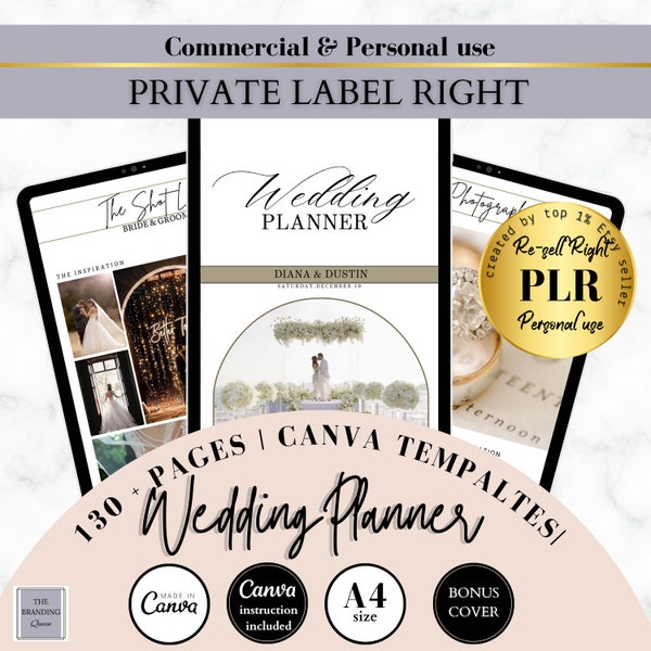 PLR Wedding Planner Bundle Canva template, MRR Master Resell Rights License Commercial use Wedding Seating Plan Printable Canva resell right