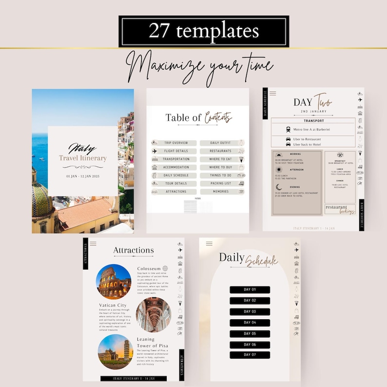 Commercial Resell Editable Travel Itinerary Template Canva PLR MRR Printable Travel Guide for Travel Agent Mobile Itinerary Vacation Plan