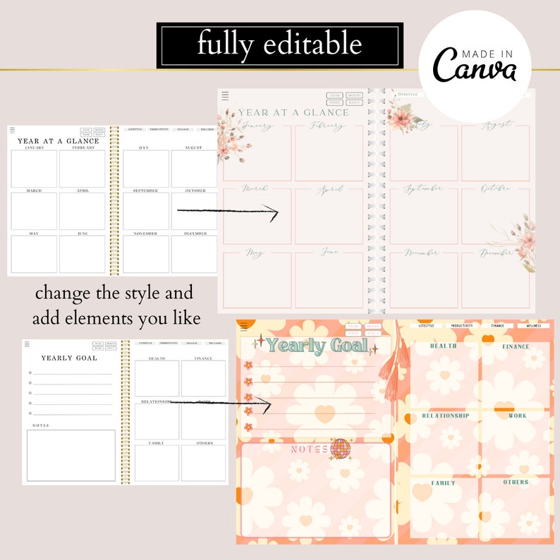 2026 EDITABLE PLR Undated Digital Planner, Resell Canva Digital Planner ...