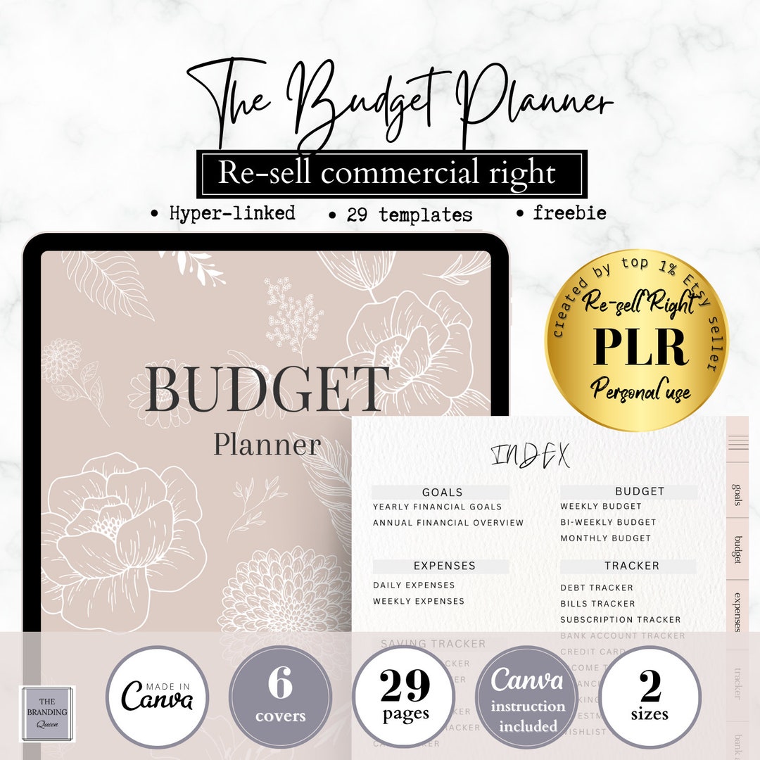EDITABLE PLR Budget Planner, Resell Canva Planner Template, PLR ...