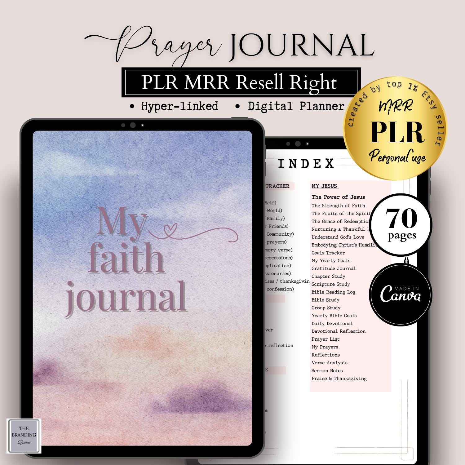EDITABLE PLR MRR Digital Prayer Journal, Resell Canva Prayer Template ...