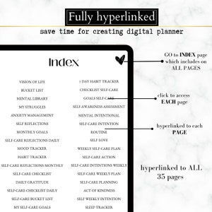 PLR digital planner, self care digital planner, printable planner,Resell Right Printable, Canva Templates Commercial Use, mental health planner, hyerlinked  planner, sleep tracker, gratitude, manage anxiety tracker,  editable canva template