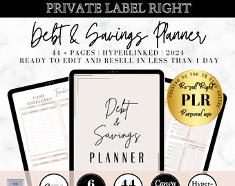 EDITABLE PLR finance planner, Resell Canva Planner Template PLR resell rights saving & debt trackers, hyperlinked Goodnotes digital planner