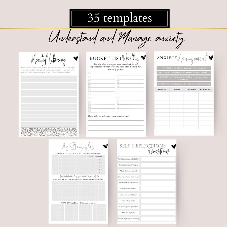 PLR digital planner, self care digital planner, printable planner,Resell Right Printable, Canva Templates Commercial Use, mental health planner, hyerlinked  planner, sleep tracker, gratitude, manage anxiety tracker,  editable canva template