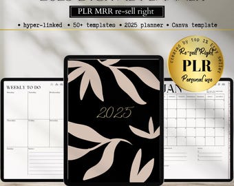 PLR 2025 Digital Planner, PLR Planner MRR Digital dated Planner, Editable Canva Planner templates, Goodnotes Planner, journal Resell right