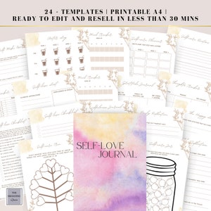 EDITABLE PLR MRR Self Love Planner, Resell Canva Template, mrr Commercial Use, self love planner printable, reflection Canva planner
