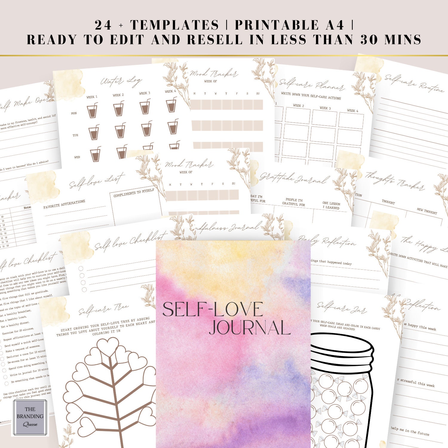 EDITABLE PLR MRR Self Love Planner, Resell Canva Template, Mrr ...