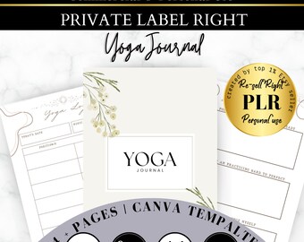 PLR Yoga Journal, Yoga planner template resell, MRR Canva Planner, resell fitness planner, Printable Yoga Planner, editable yoga planner