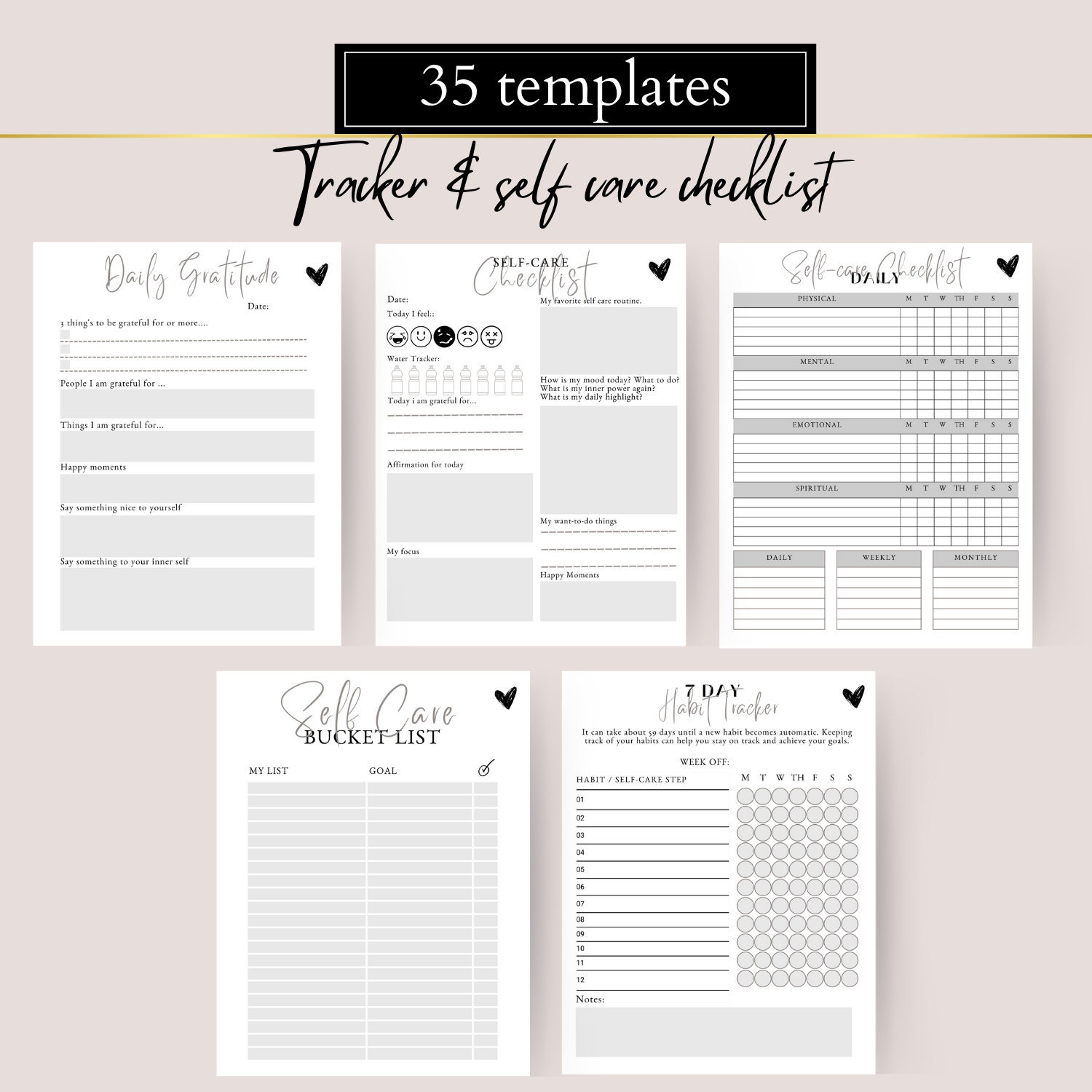 EDITABLE PLR Self Care Planner, Tracker Canva Template, PLR Commercial ...