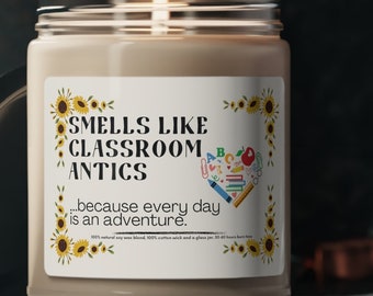 Funny, Sarcastic Gift Candle, Smells Like Classroom Antics, Teachers Appreciation, Scented Candle, Teacher Gift, Special Gift for Teachers