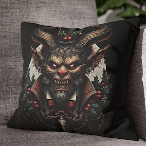 Victorian Krampus Christmas pillow cover - Dark Gothic Holiday
